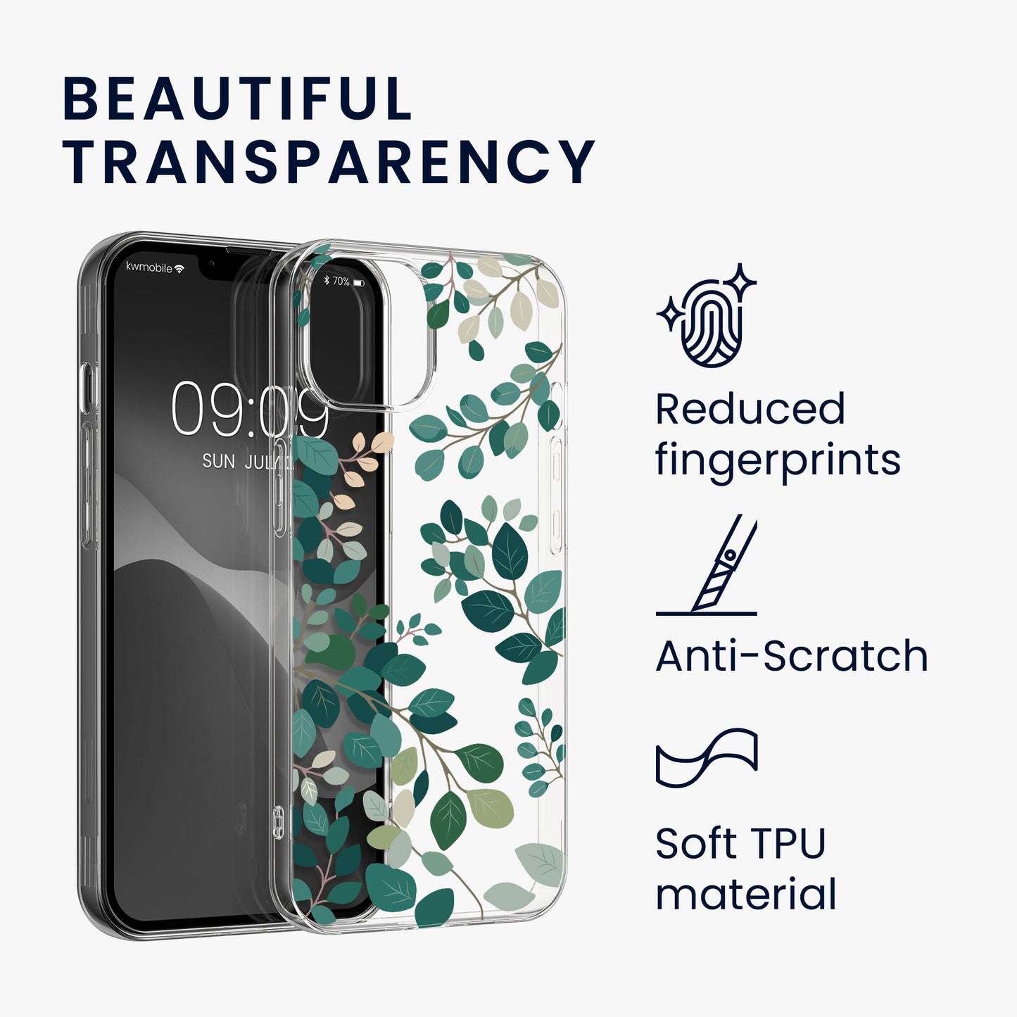 kwmobile Case Compatible with Apple iPhone 13 / iPhone 14 Phone Case with Glass Screen Protector