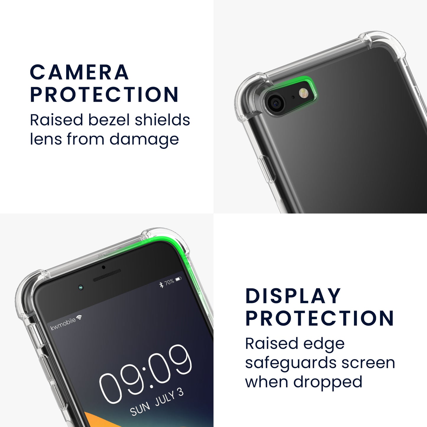 kwmobile Phone Case Compatible with Apple iPhone SE (2022 / 2020) / iPhone 8 / 7 Cover - Protective Case with Edge Protection and Detachable Lanyard incl. 2 Patches
