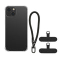 kwmobile Cell Phone TPU Case Compatible with Apple iPhone 15 Case - Crystal Clear Protective Cover with Edge Protection and Detachable Lanyard incl. 2 Pads - Transparent Black