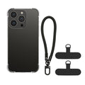 kwmobile Phone Case compatible with Apple iPhone 15 Pro Cover with Edge Protection and Detachable Lanyard incl. 2 Patches