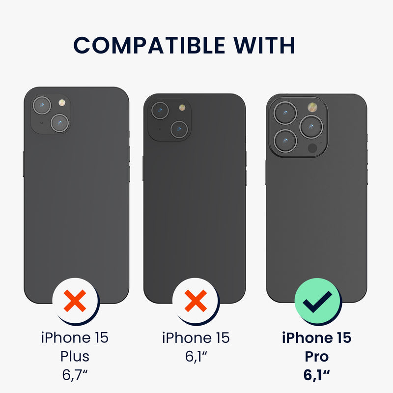 kwmobile Phone Case compatible with Apple iPhone 15 Pro Cover with Edge Protection and Detachable Lanyard incl. 2 Patches