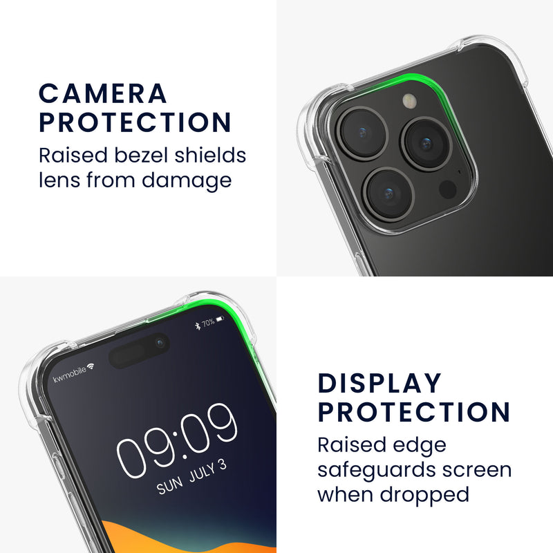 kwmobile Phone Case compatible with Apple iPhone 15 Pro Cover with Edge Protection and Detachable Lanyard incl. 2 Patches