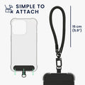 kwmobile Phone Case compatible with Apple iPhone 15 Pro Cover with Edge Protection and Detachable Lanyard incl. 2 Patches