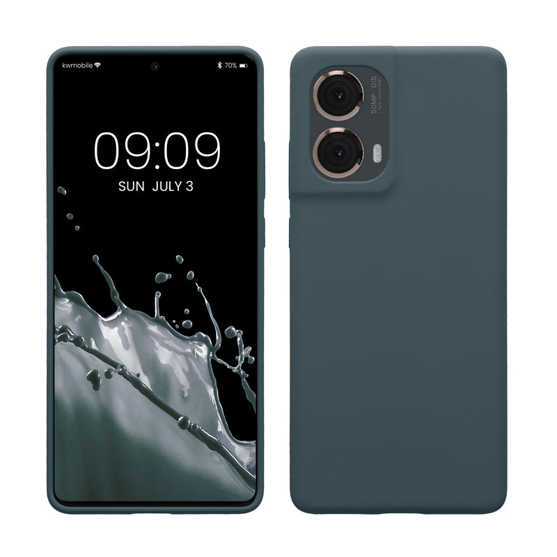 kwmobile Hülle kompatibel mit Motorola Moto G85 5G Hülle - Silikon Handy Case - Handyhülle weiche Oberfläche - kabelloses Laden - Dunkler Schiefer Dunkler Schiefer  