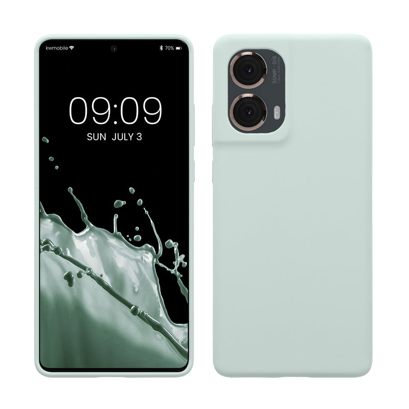 kwmobile Hülle kompatibel mit Motorola Moto G85 5G Hülle - Silikon Handy Case - Handyhülle weiche Oberfläche - kabelloses Laden - Cool Mint Cool Mint  