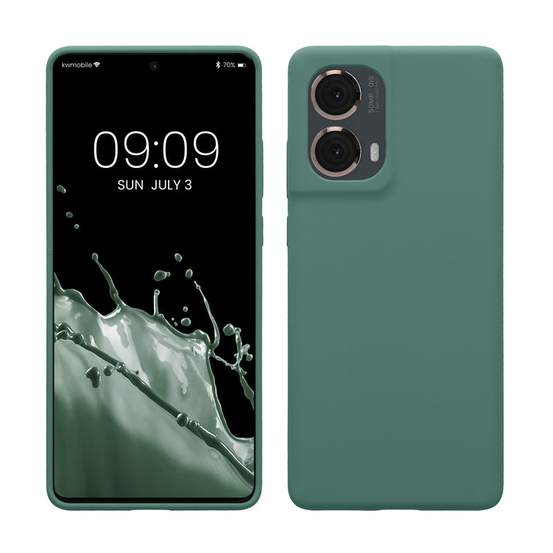 kwmobile Hülle kompatibel mit Motorola Moto G85 5G Hülle - Silikon Handy Case - Handyhülle weiche Oberfläche - kabelloses Laden - Tannengrün Tannengrün  