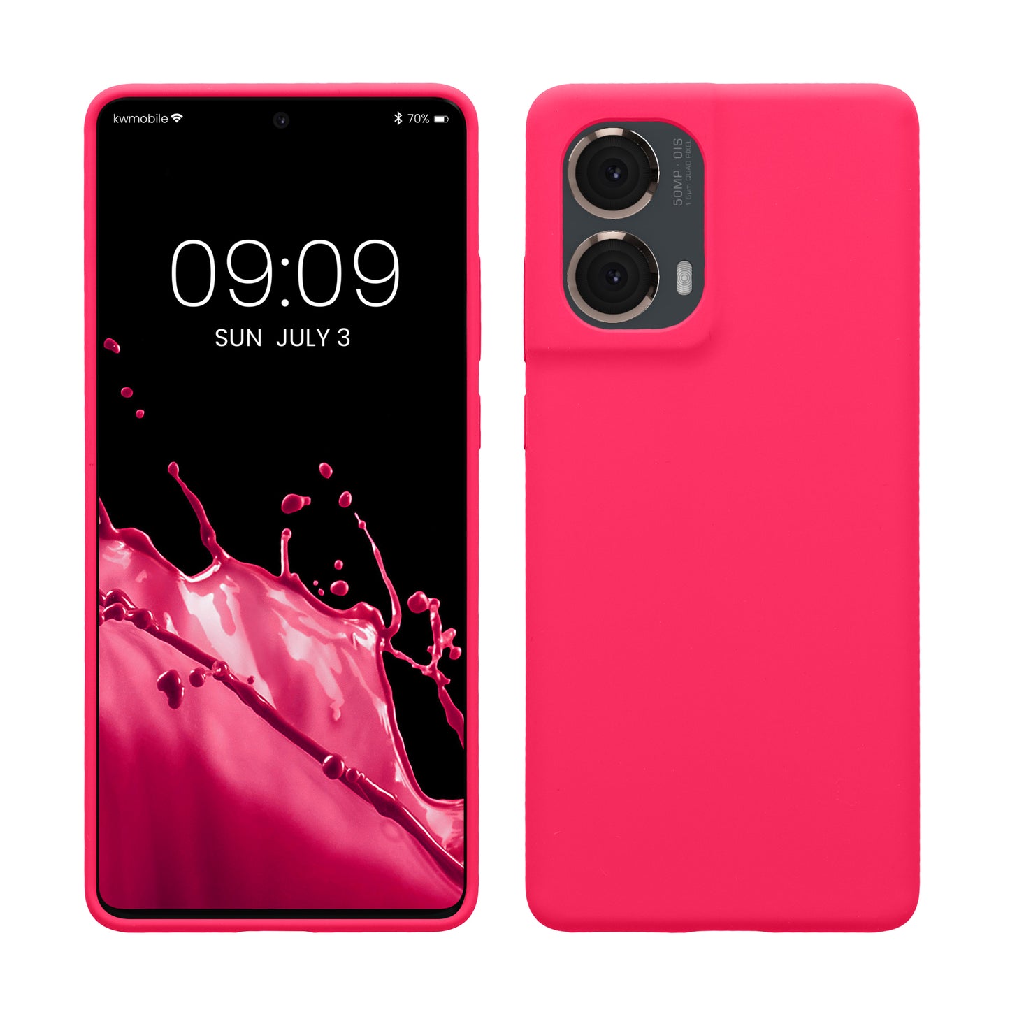 kwmobile Hülle kompatibel mit Motorola Moto G85 5G Hülle - Silikon Handy Case - Handyhülle weiche Oberfläche - kabelloses Laden - Neon Pink Neon Pink  