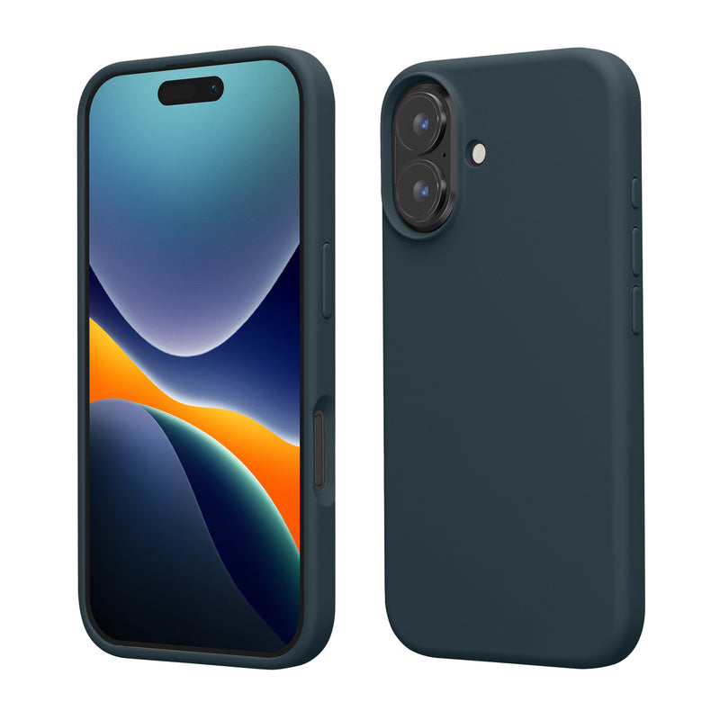 kwmobile Handyhülle für iPhone 16 Hülle, für iPhone 16 Case - Hülle Silikon - kabelloses Laden - Dunkler Schiefer Dunkler Schiefer  