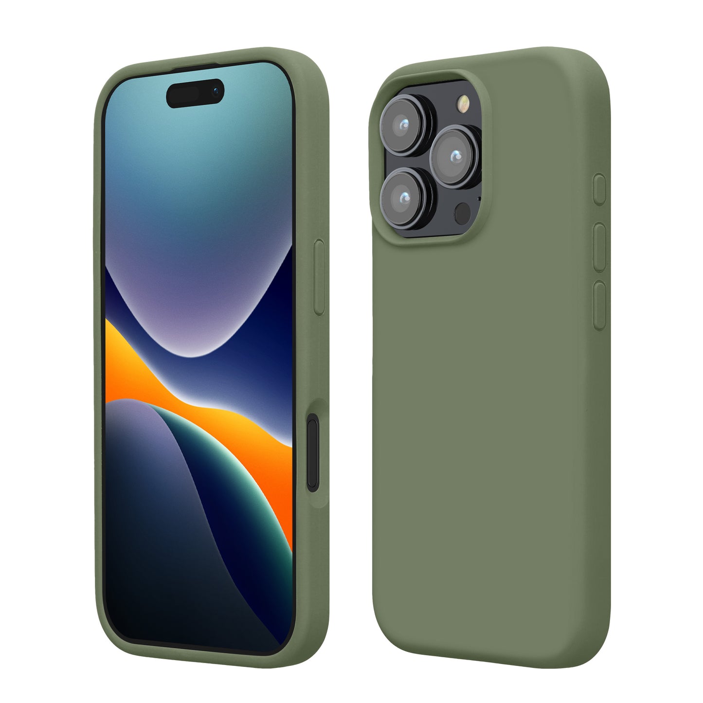 kwmobile Handyhülle für iPhone 16 Pro Max Hülle, für iPhone 16 Pro Max Case - Hülle Silikon - kabelloses Laden - Graugrün Graugrün  