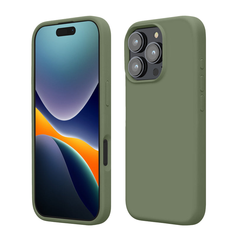 kwmobile Handyhülle für iPhone 16 Pro Max Hülle, für iPhone 16 Pro Max Case - Hülle Silikon - kabelloses Laden - Graugrün Graugrün  