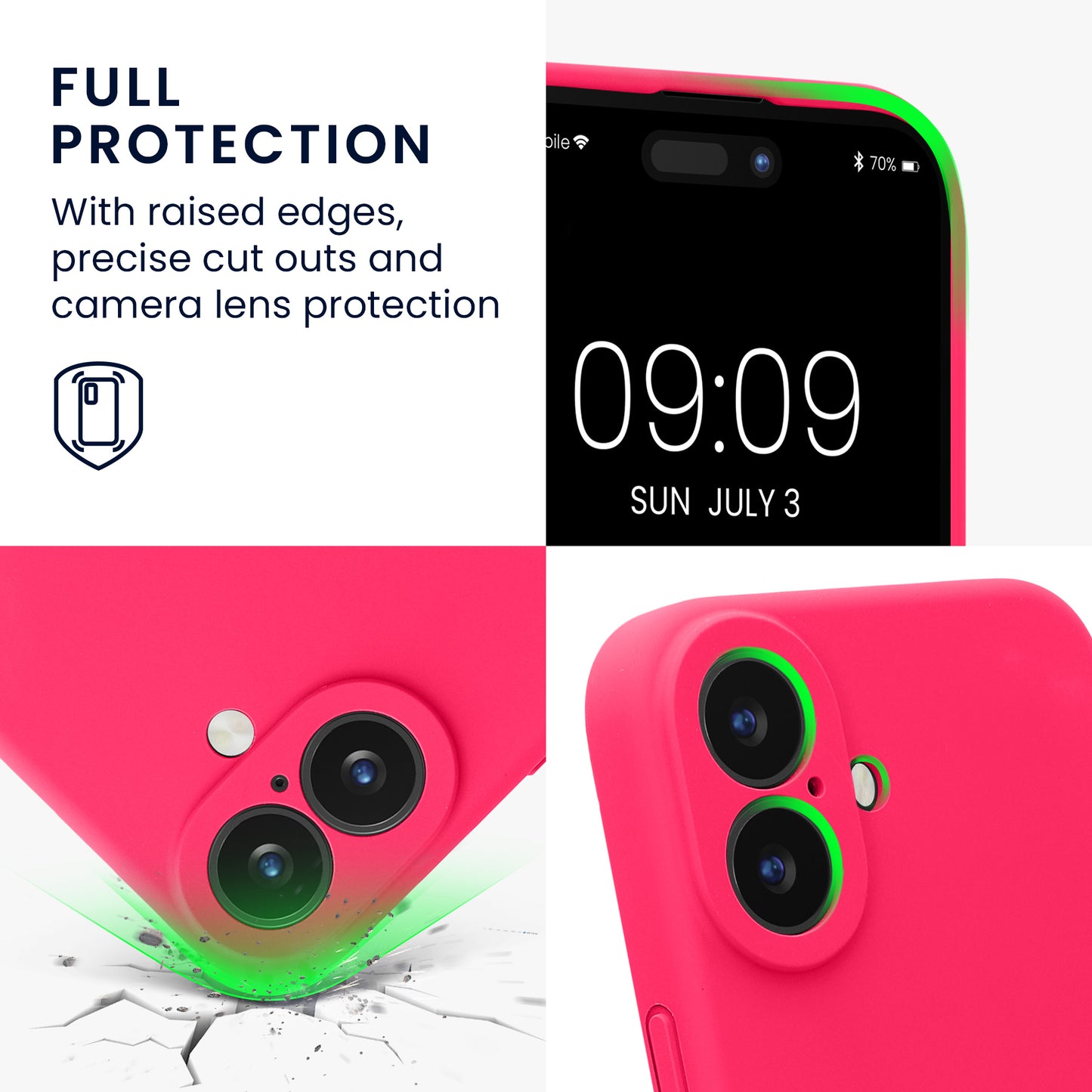kwmobile Phone Case for Apple iPhone 16 Case - Rubberized Phone Silicone Case for iPhone 16 - Protective Cover