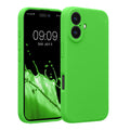 kwmobile Handyhülle kompatibel mit Apple iPhone 16 Hülle - gummierte Handy Case aus Silikon in Limettengrün Limettengrün  