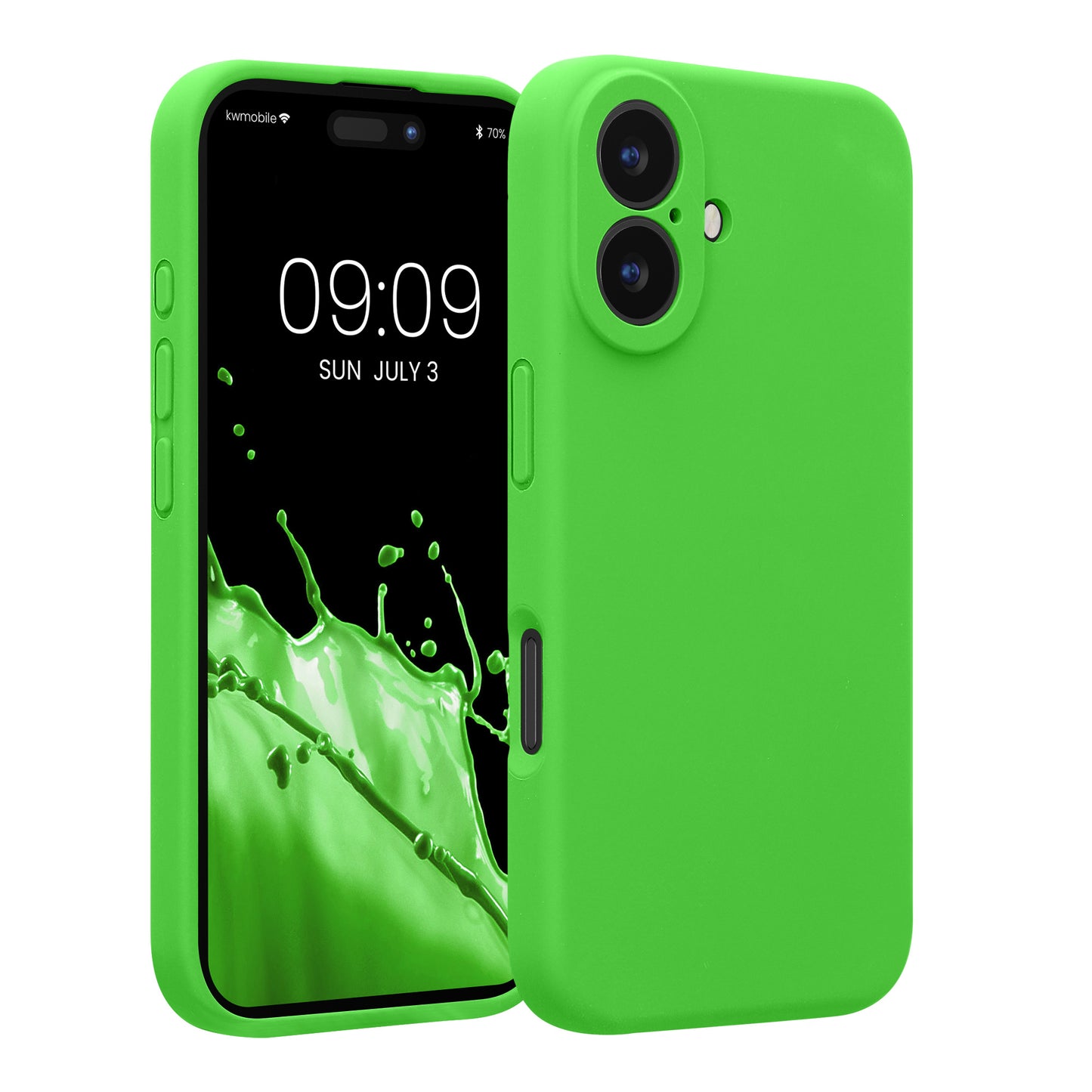 kwmobile Handyhülle kompatibel mit Apple iPhone 16 Hülle - gummierte Handy Case aus Silikon in Limettengrün Limettengrün  