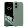 kwmobile Handyhülle kompatibel mit Apple iPhone 16 Hülle - gummierte Handy Case aus Silikon in Graugrün Graugrün  