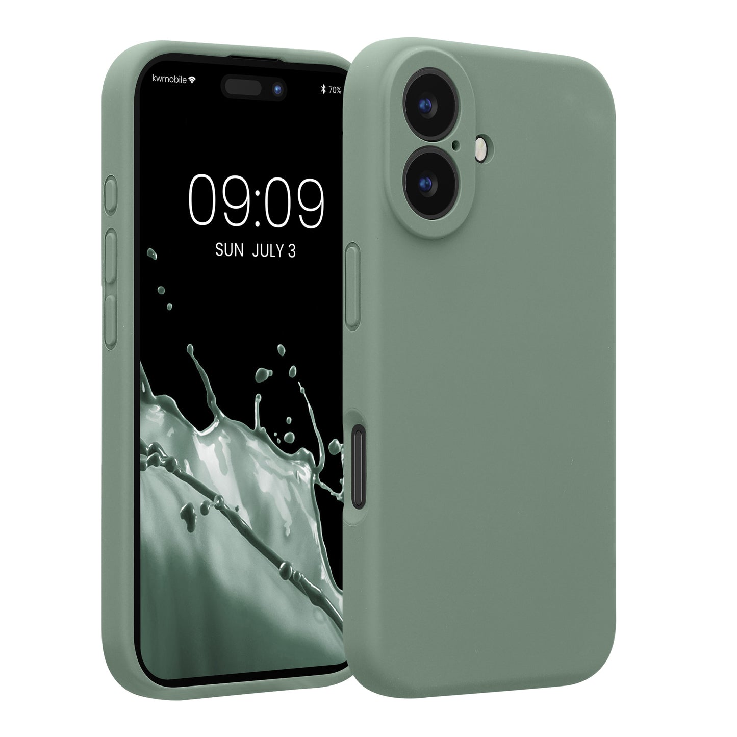 kwmobile Handyhülle kompatibel mit Apple iPhone 16 Hülle - gummierte Handy Case aus Silikon in Graugrün Graugrün  