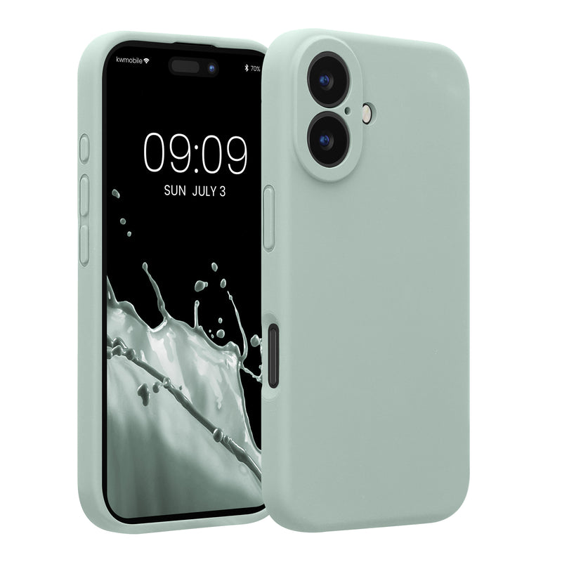 kwmobile Handyhülle kompatibel mit Apple iPhone 16 Hülle - gummierte Handy Case aus Silikon in Cool Mint Cool Mint  