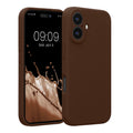 kwmobile Handyhülle kompatibel mit Apple iPhone 16 Hülle - gummierte Handy Case aus Silikon in Chocolate Chocolate  