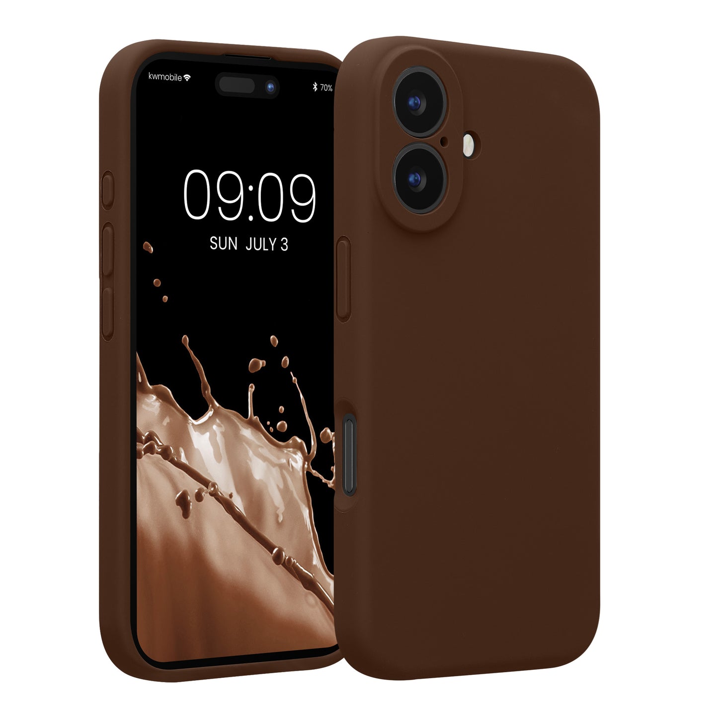 kwmobile Handyhülle kompatibel mit Apple iPhone 16 Hülle - gummierte Handy Case aus Silikon in Chocolate Chocolate  