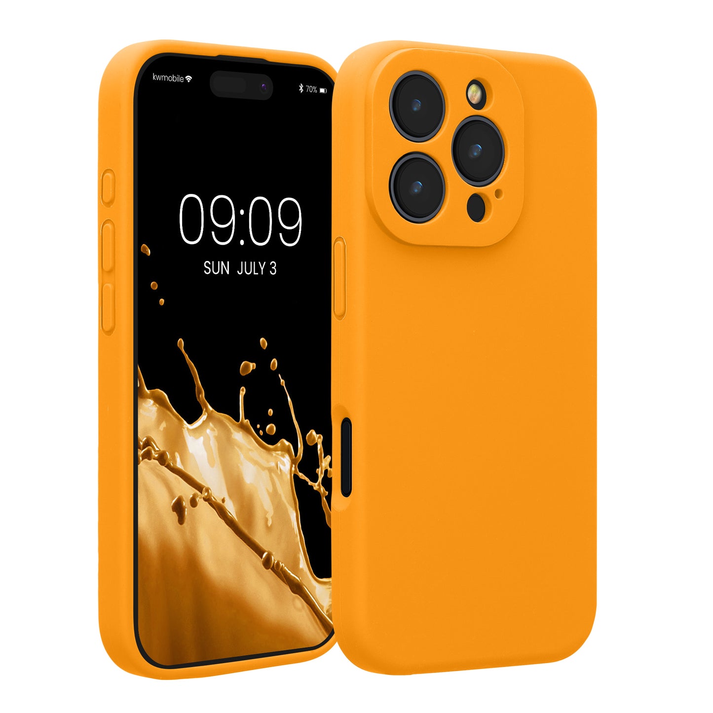 kwmobile Handyhülle kompatibel mit Apple iPhone 16 Pro Hülle - gummierte Handy Case aus Silikon in Fruity Orange Fruity Orange  