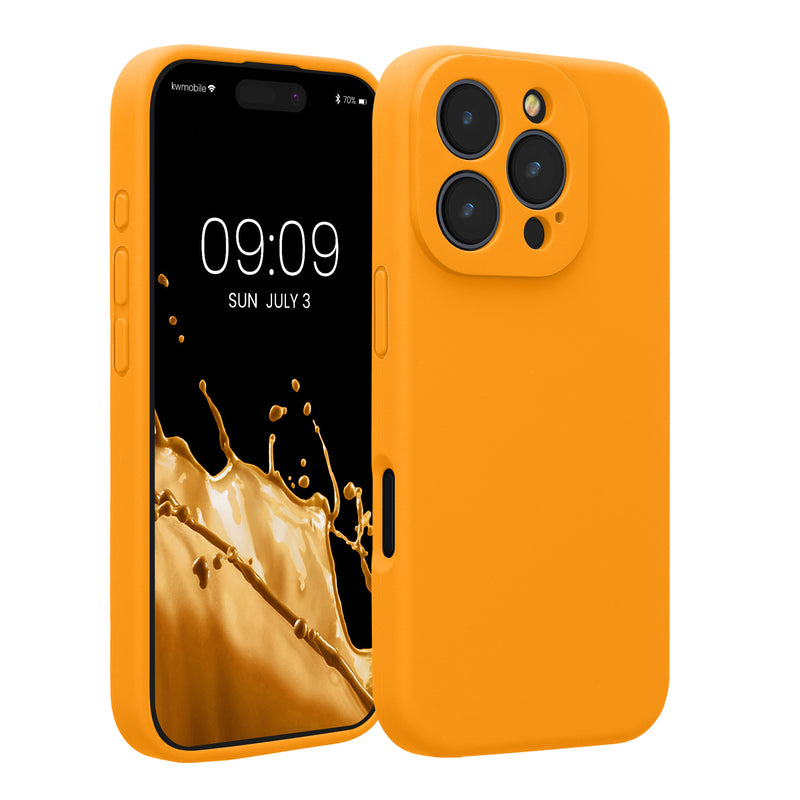 kwmobile Handyhülle kompatibel mit Apple iPhone 16 Pro Hülle - gummierte Handy Case aus Silikon in Fruity Orange Fruity Orange  