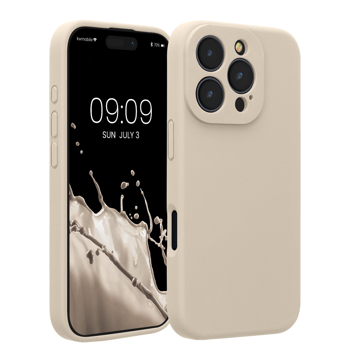 kwmobile Handyhülle kompatibel mit Apple iPhone 16 Pro Hülle - gummierte Handy Case aus Silikon in Creme Creme  