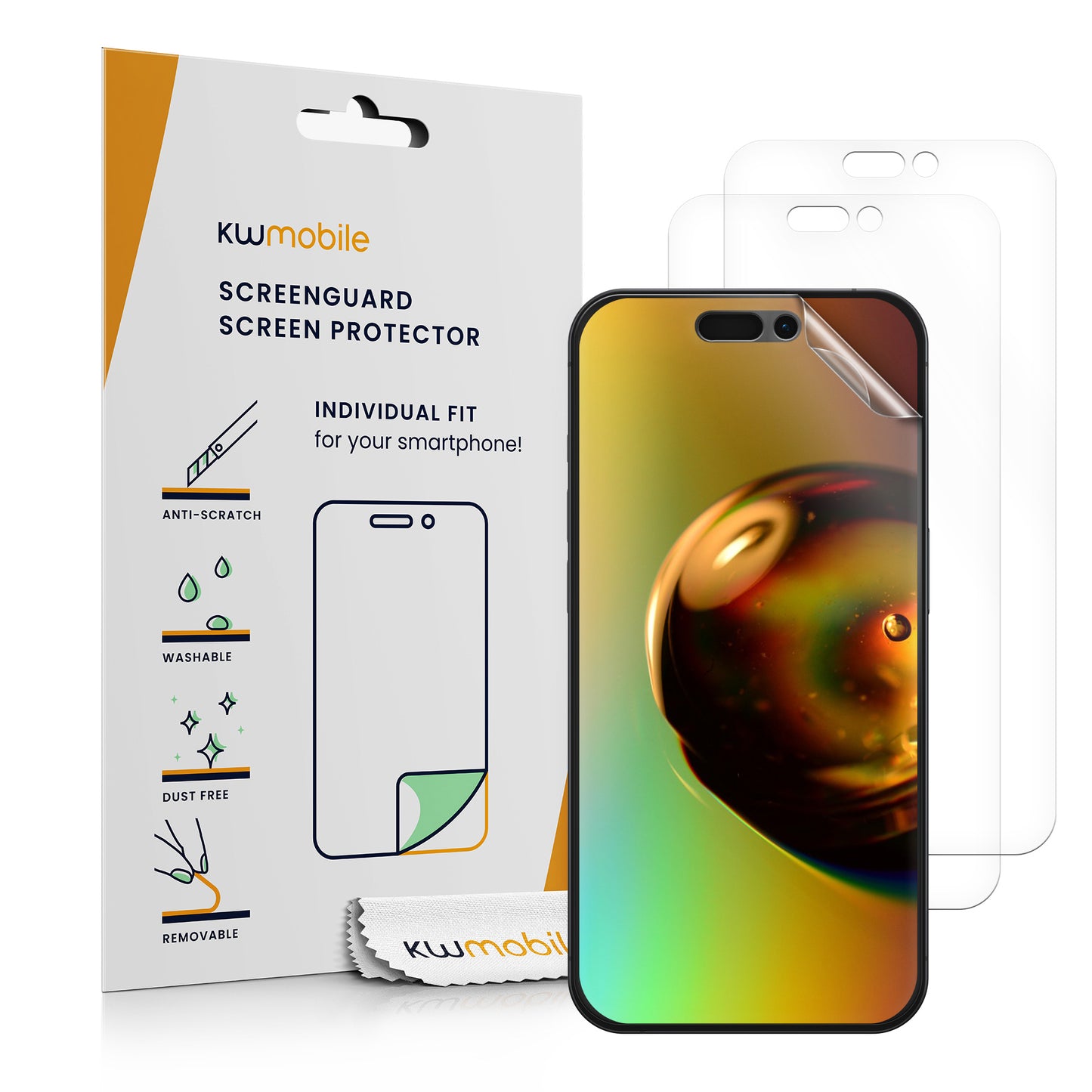 kwmobile 3x Displayschutzfolie kompatibel mit Apple iPhone 16 Pro / iPhone 17 / iPhone 17 Pro Folie - klare Schutzfolien Set in transparent Transparent  