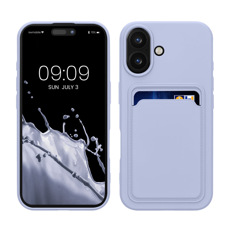 kwmobile Handyhülle kompatibel mit Apple iPhone 16 Hülle - Handy Cover mit Fach für Karten - in Lavendel Lavendel  