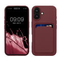 kwmobile Handyhülle kompatibel mit Apple iPhone 16 Hülle - Handy Cover mit Fach für Karten - in Tawny Red Tawny Red  