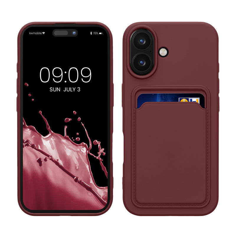 kwmobile Handyhülle kompatibel mit Apple iPhone 16 Hülle - Handy Cover mit Fach für Karten - in Tawny Red Tawny Red  