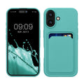 kwmobile Handyhülle kompatibel mit Apple iPhone 16 Hülle - Handy Cover mit Fach für Karten - in Mintgrün Mintgrün  