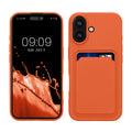 kwmobile Handyhülle kompatibel mit Apple iPhone 16 Hülle - Handy Cover mit Fach für Karten - in Orange Orange  