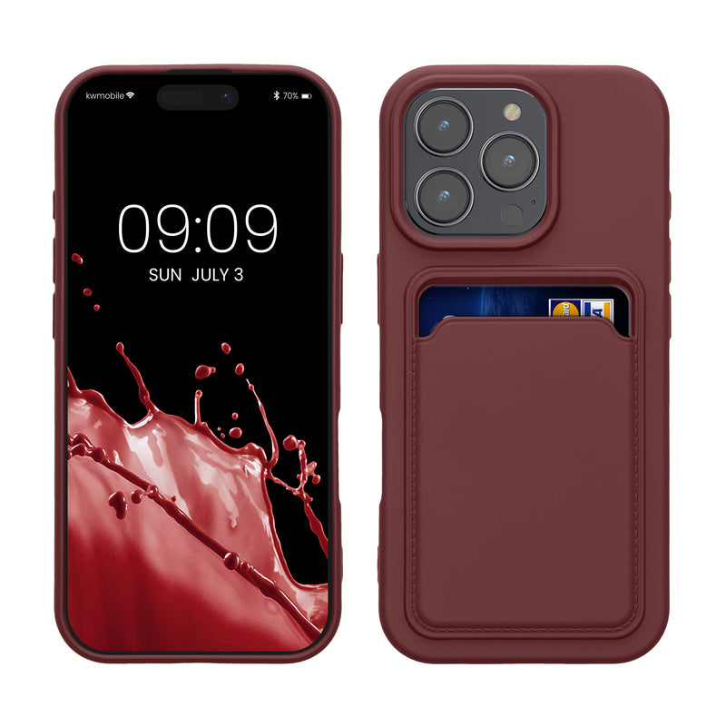 kwmobile Handyhülle kompatibel mit Apple iPhone 16 Pro Hülle - Handy Cover mit Fach für Karten - in Tawny Red Tawny Red  
