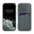 kwmobile Handyhülle kompatibel mit Apple iPhone 16 Pro Hülle - Handy Cover mit Fach für Karten - in Dunkler Schiefer Dunkler Schiefer  