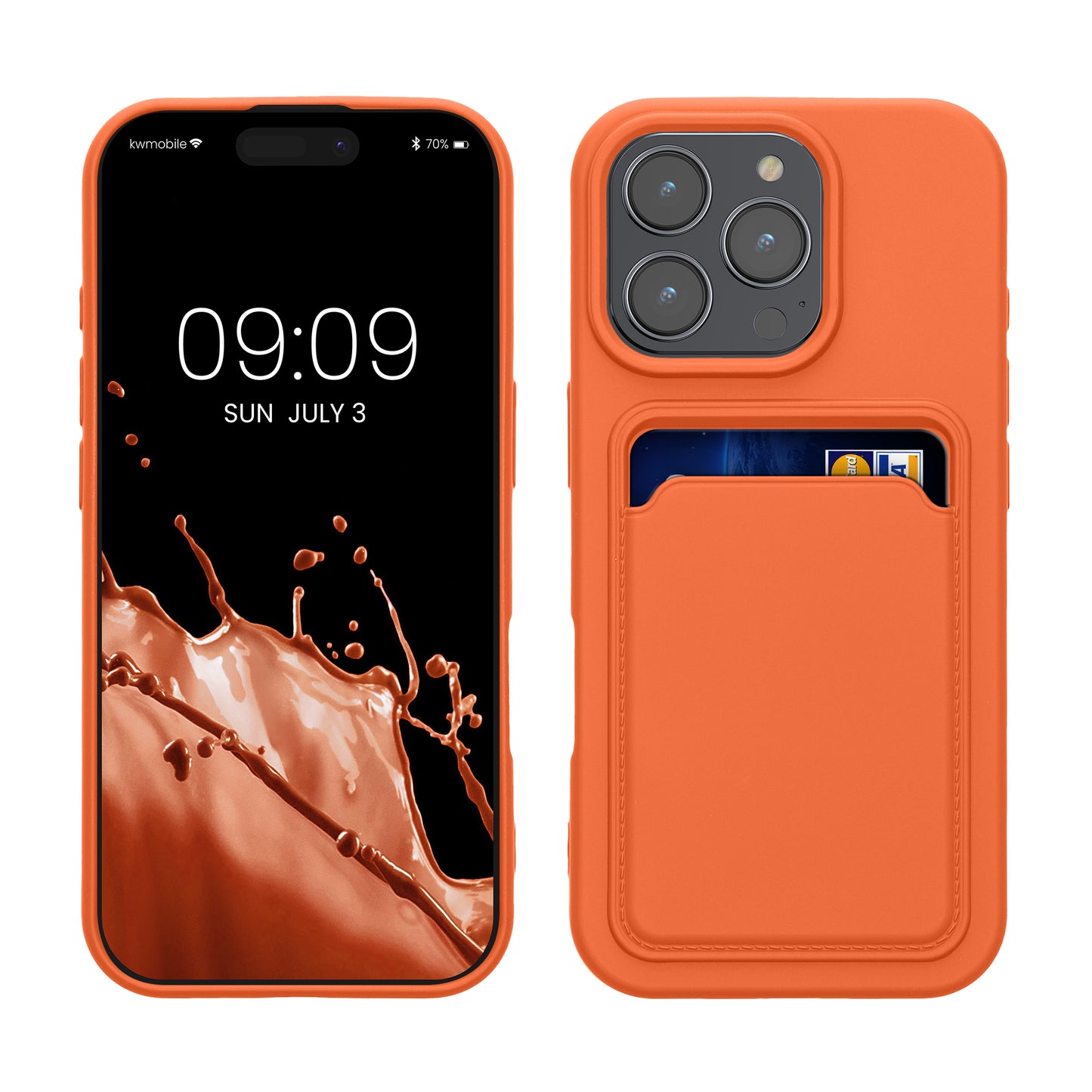 kwmobile Handyhülle kompatibel mit Apple iPhone 16 Pro Hülle - Handy Cover mit Fach für Karten - in Orange Orange  