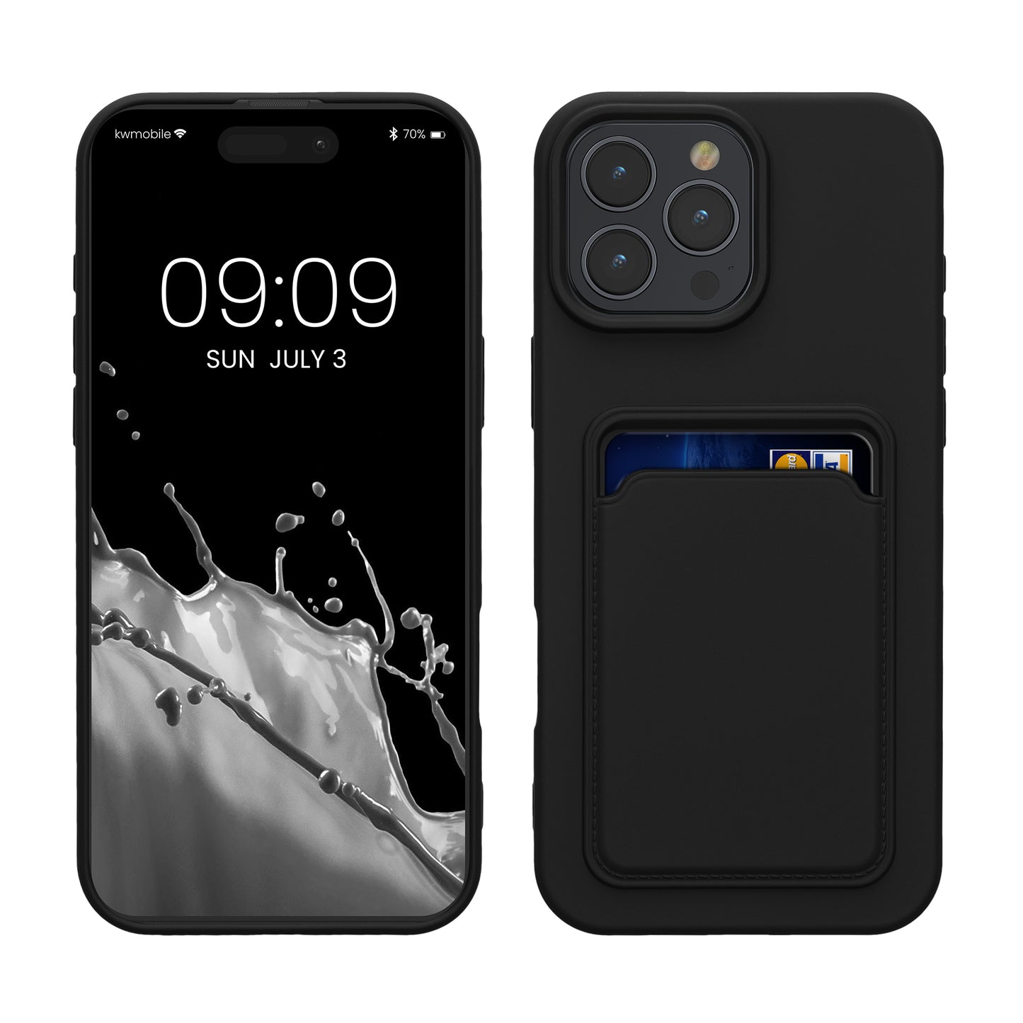 kwmobile Handyhülle kompatibel mit Apple iPhone 16 Pro Max Hülle - Handy Cover mit Fach für Karten - in Schwarz Schwarz  