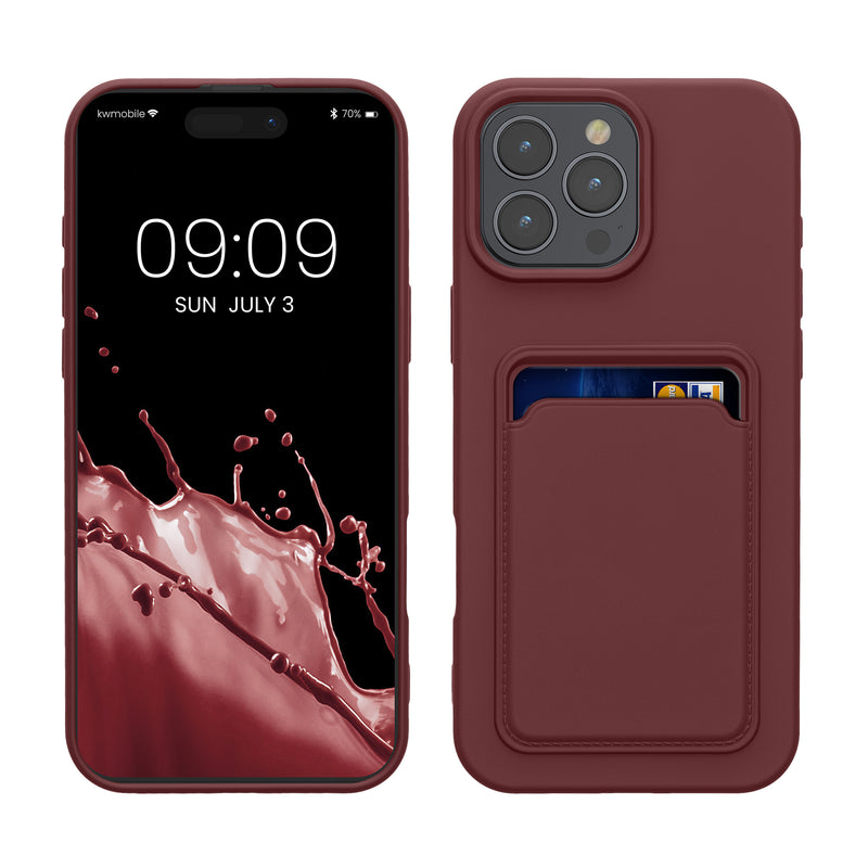 kwmobile Handyhülle kompatibel mit Apple iPhone 16 Pro Max Hülle - Handy Cover mit Fach für Karten - in Tawny Red Tawny Red  