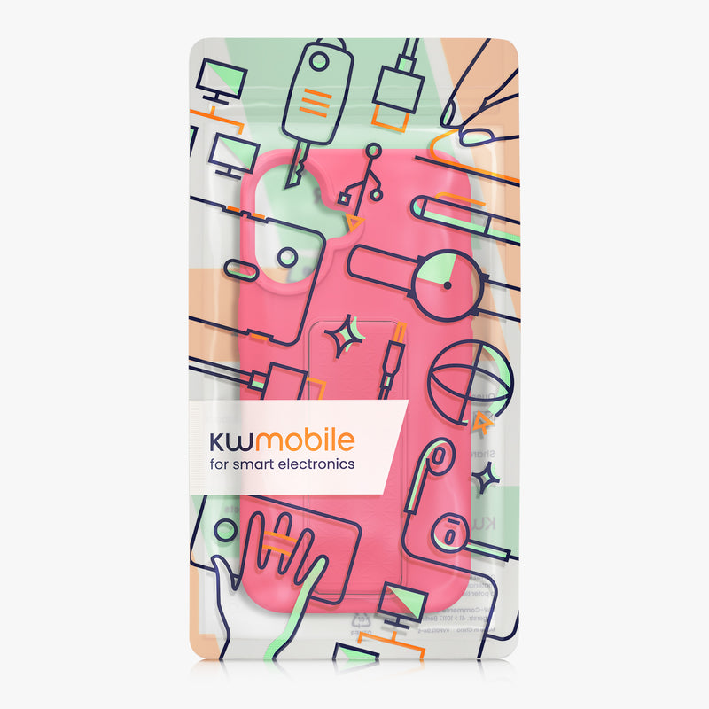kwmobile Phone Case for Apple iPhone 16 Case with Finger Holder and Stand Protective Cover