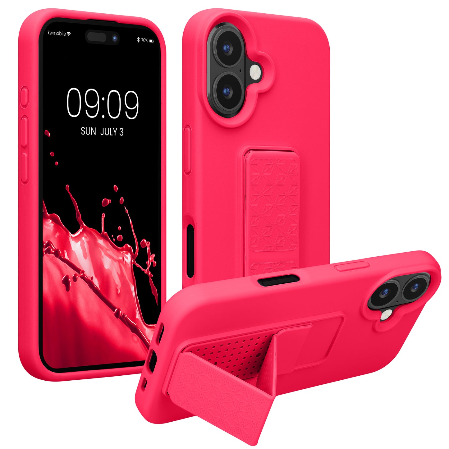 kwmobile Phone Case for Apple iPhone 16 Case with Finger Holder and Stand Protective Cover