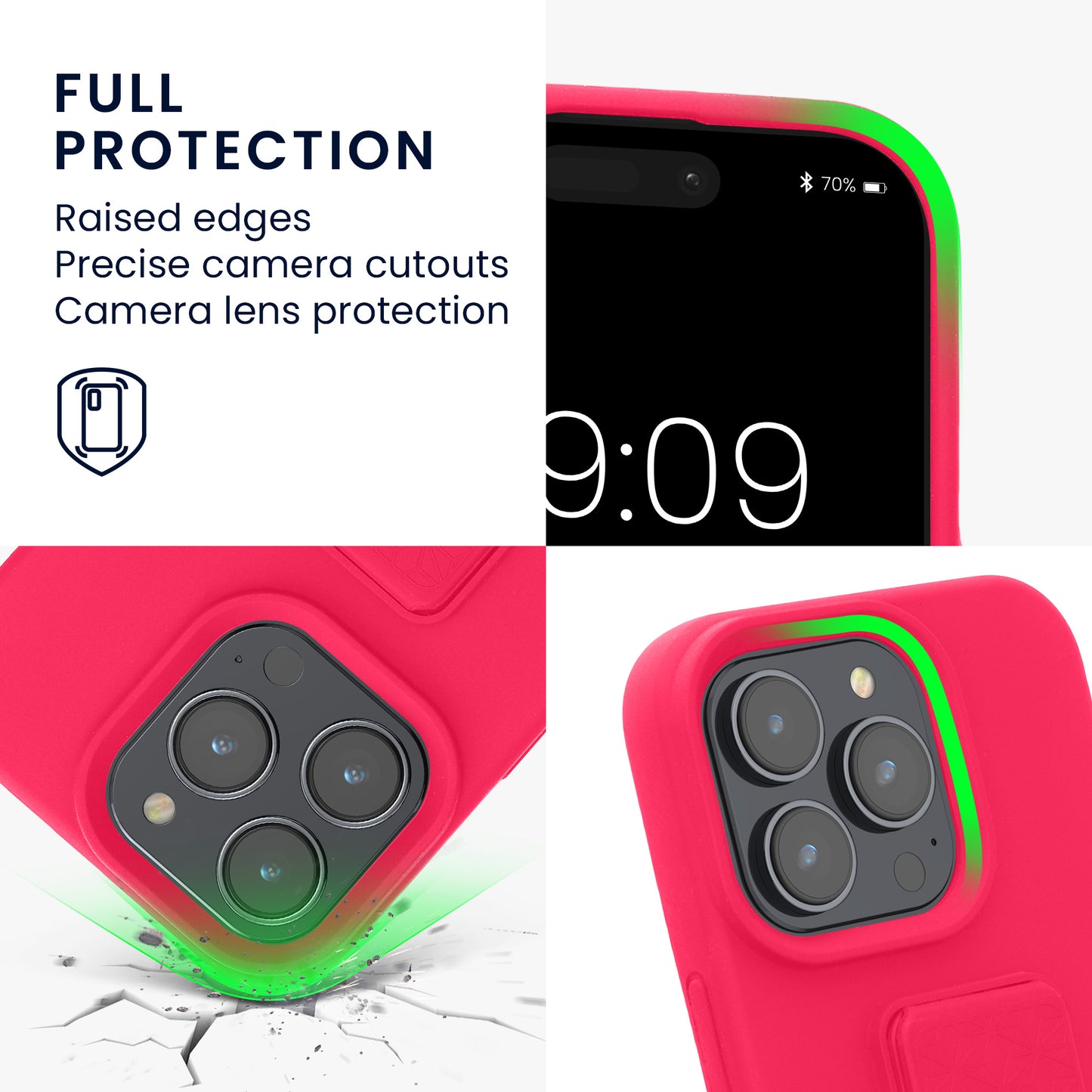kwmobile Phone Case for Apple iPhone 16 Pro Case with Finger Holder and Stand Protective Cover