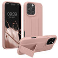 kwmobile Handyhülle kompatibel mit Apple iPhone 16 Pro Max - Hülle mit Fingerhalter und Standfunktion - Silikon Case Handy Cover in Altrosa Altrosa  