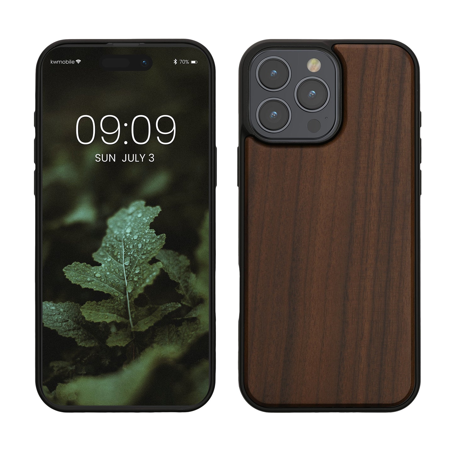 kwmobile Hülle kompatibel mit Apple iPhone 16 Pro Max Hülle - Holz Case - stoßfestes Handy Cover - TPU Handyhülle in Dunkelbraun Dunkelbraun  