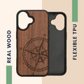kwmobile Case compatible with Apple iPhone 16 - Case - Phone Cover - TPU Phone Case Compass Vintage