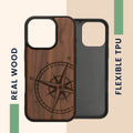 kwmobile Case Compatible with Apple iPhone 16 Pro Cover - Phone Cover - TPU Phone Case Compass Vintage