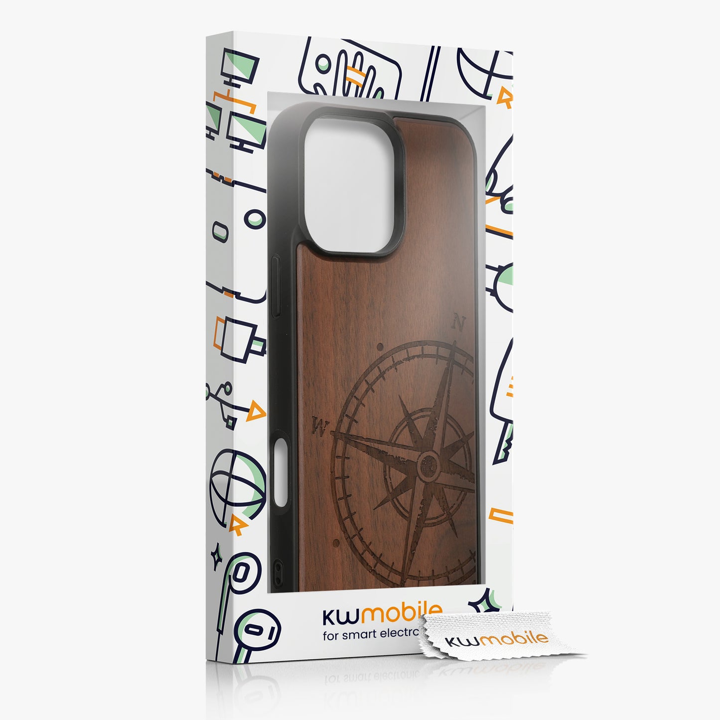 kwmobile Case Compatible with Apple iPhone 16 Pro Max Phone Cover TPU Cell Phone Case Compass Vintage