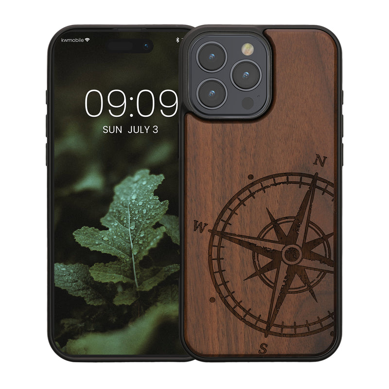 kwmobile Case Compatible with Apple iPhone 16 Pro Max Phone Cover TPU Cell Phone Case Compass Vintage