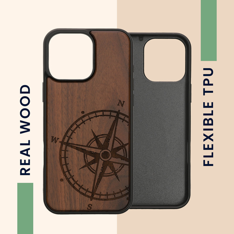 kwmobile Case Compatible with Apple iPhone 16 Pro Max Phone Cover TPU Cell Phone Case Compass Vintage