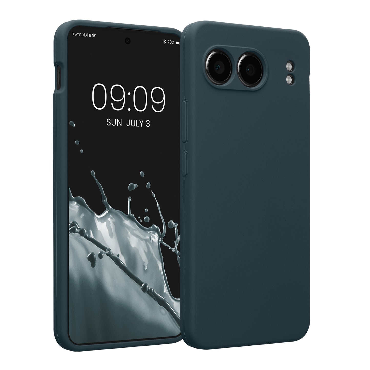 kwmobile Handyhülle kompatibel mit OnePlus Nord 4 5G Hülle - gummierte Handy Case aus Silikon in Dunkler Schiefer Dunkler Schiefer  