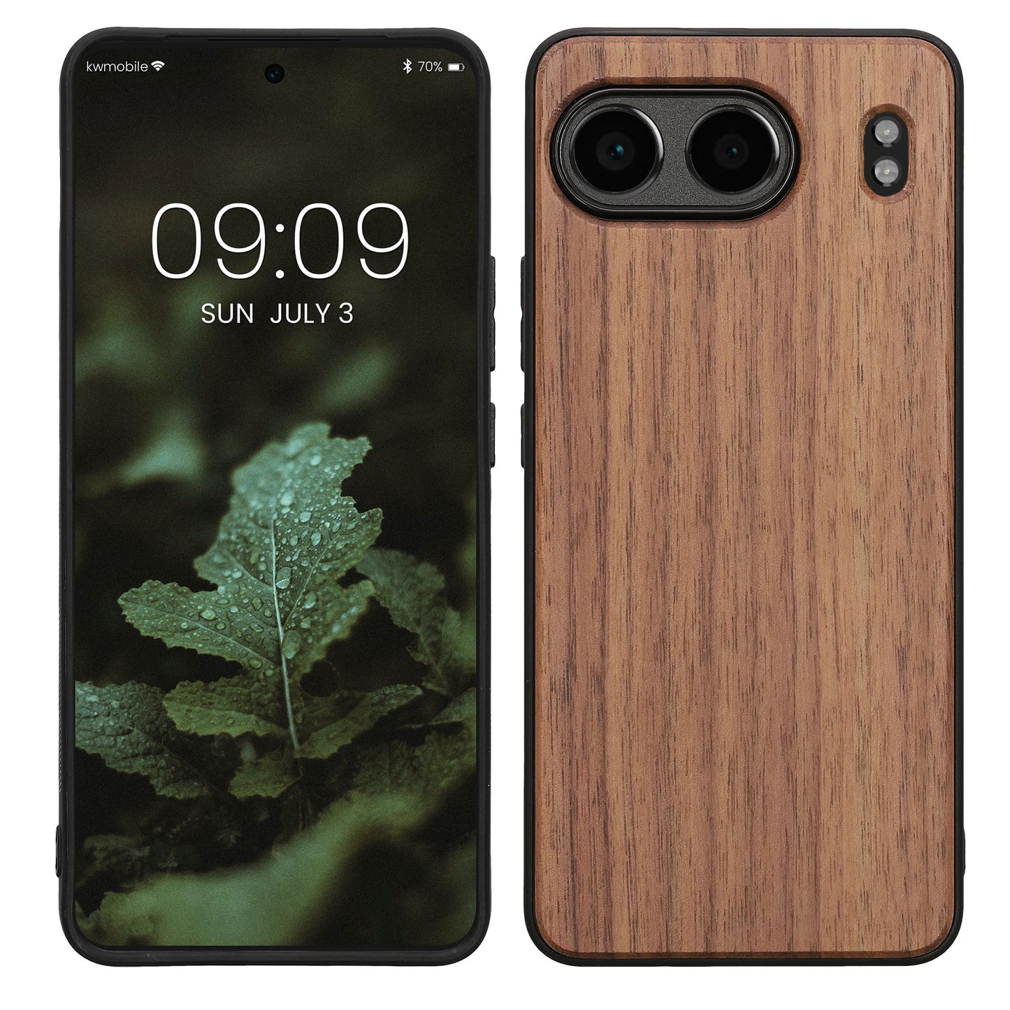 kwmobile Hülle kompatibel mit OnePlus Nord 4 5G Hülle - Holz Case - stoßfestes Handy Cover - TPU Handyhülle in Dunkelbraun Dunkelbraun  
