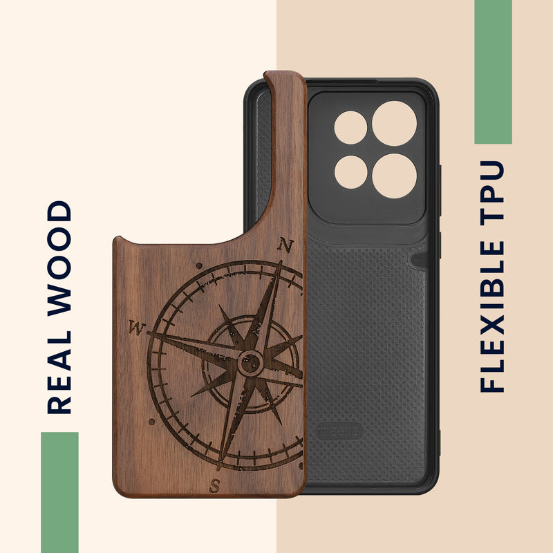 kwmobile Case Compatible with Motorola Edge 60 Neo / Edge 50 Neo / ThinkPhone 25 Case - Phone Cover - TPU Phone Case Compass Vintage