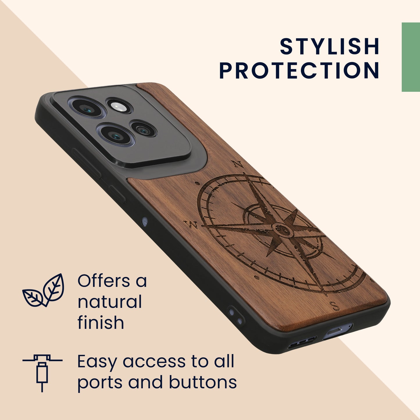 kwmobile Case Compatible with Motorola Edge 60 Neo / Edge 50 Neo / ThinkPhone 25 Case - Phone Cover - TPU Phone Case Compass Vintage